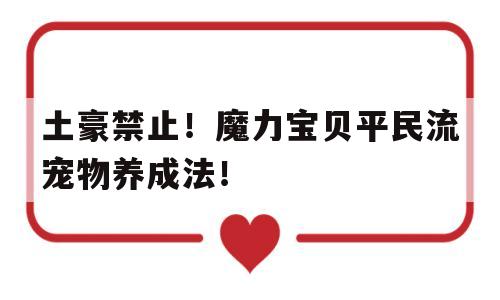 包含土豪禁止！魔力宝贝平民流宠物养成法！的词条